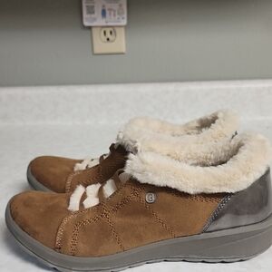 Bzees Brown Suede Women's Shoes with Faux Fur Lining 9.5 number 3444